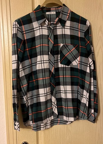 Düğmeli Kareli Uzun Kollu Kadın Gömlek - Görsel 3