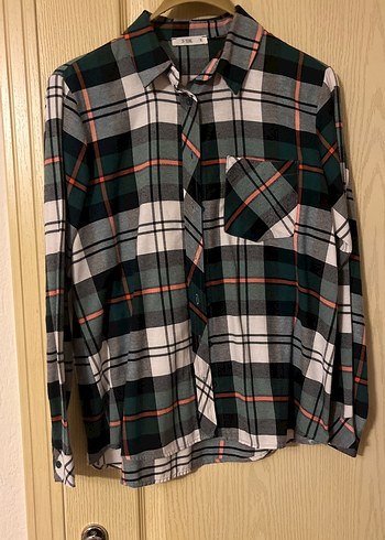 Düğmeli Kareli Uzun Kollu Kadın Gömlek - Görsel 5