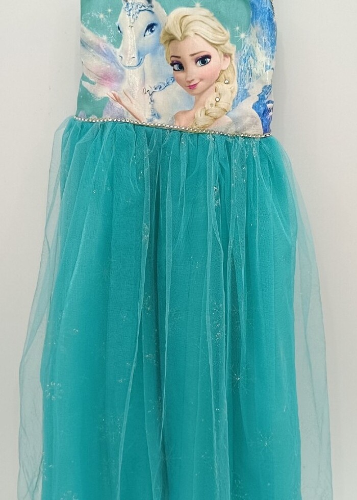 Mavi Askılı Uzun Elsa Kız Çocuk Abiye 9 - 10 yaş - Görsel 2