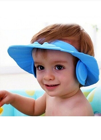Bebek banyo şapkası düğmeli kulaklıklı duş şapkası 