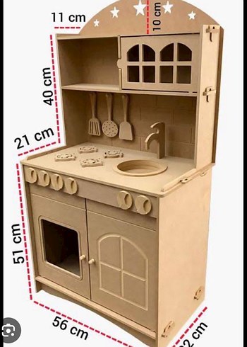 Mor Ahşap Çocuk Mutfak Seti - Görsel 2