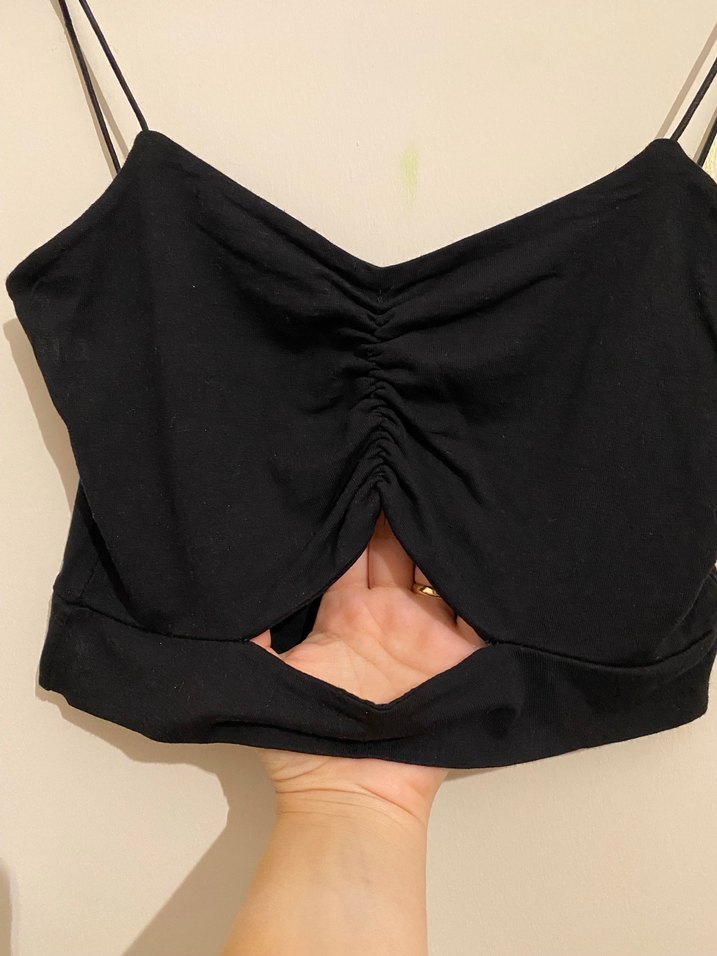 Siyah İpek Görünümlü V Yaka Strappy Büstiyer - Görsel 3