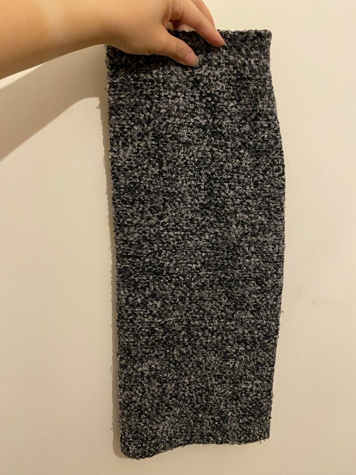 Gri Midi Boy Sokak Stili Etek - Görsel 3