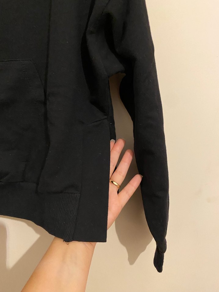 Siyah Yüksek Yakalı Kadın Sweatshirt - Görsel 2