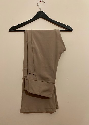 Bej Midi Drapeli Kadın Kumaş Pantolon - Görsel 2