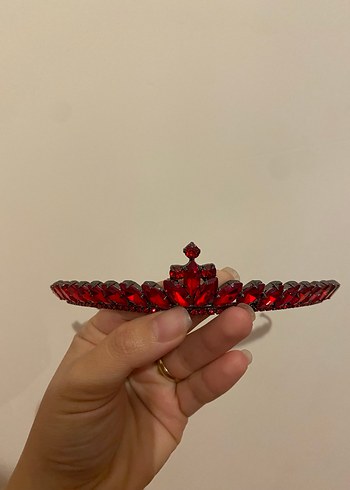 Kırmızı Parlak Taşlı Taç Saç Aksesuarı - Görsel 3