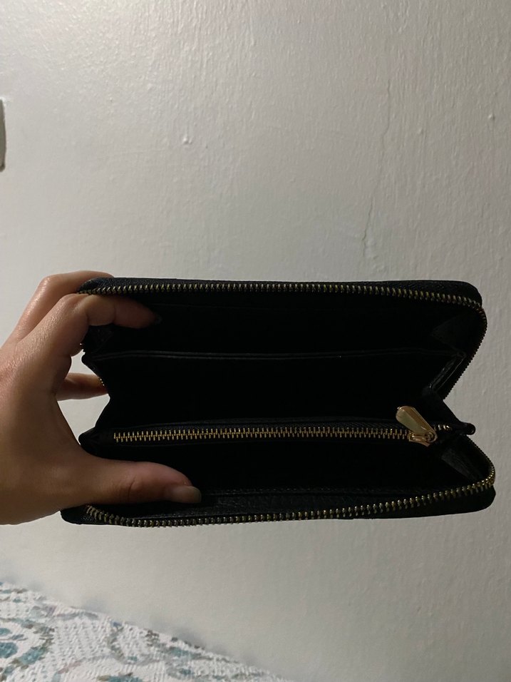 Siyah Yılan Desenli Deri Fermuarlı Kadın Cüzdanı - Görsel 2