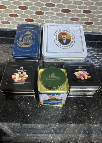 Khaki Renkli Metal İngiliz metal çay  Kutu - Görsel 3