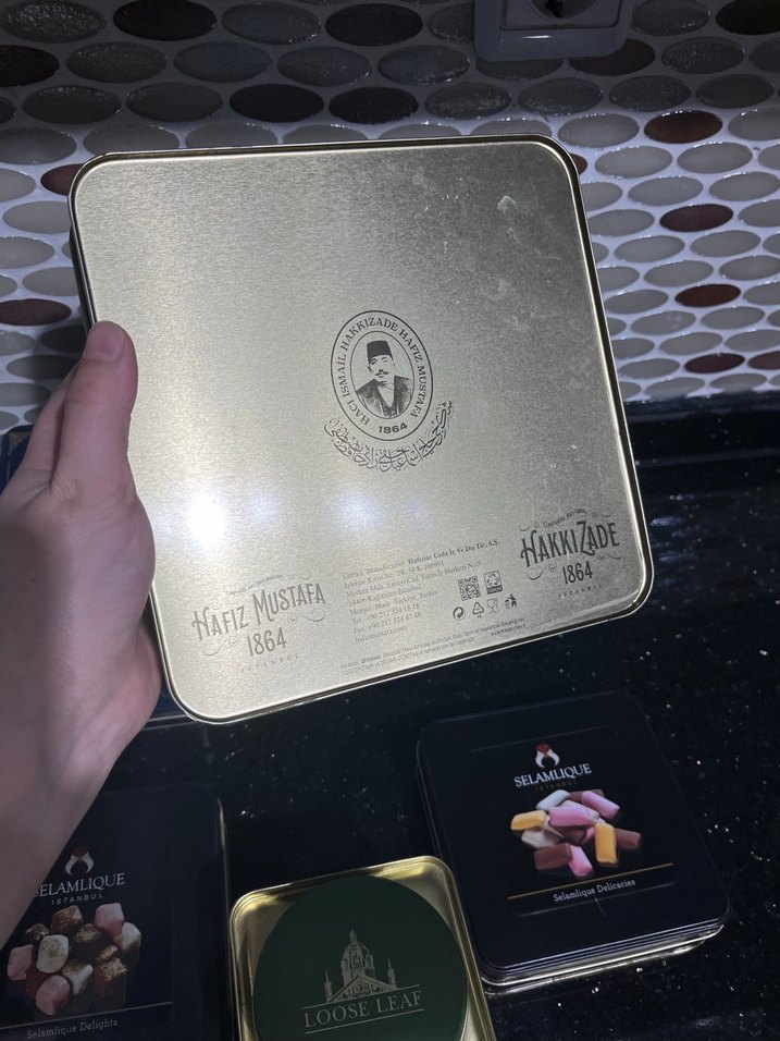 Khaki Renkli Metal İngiliz metal çay  Kutu - Görsel 4