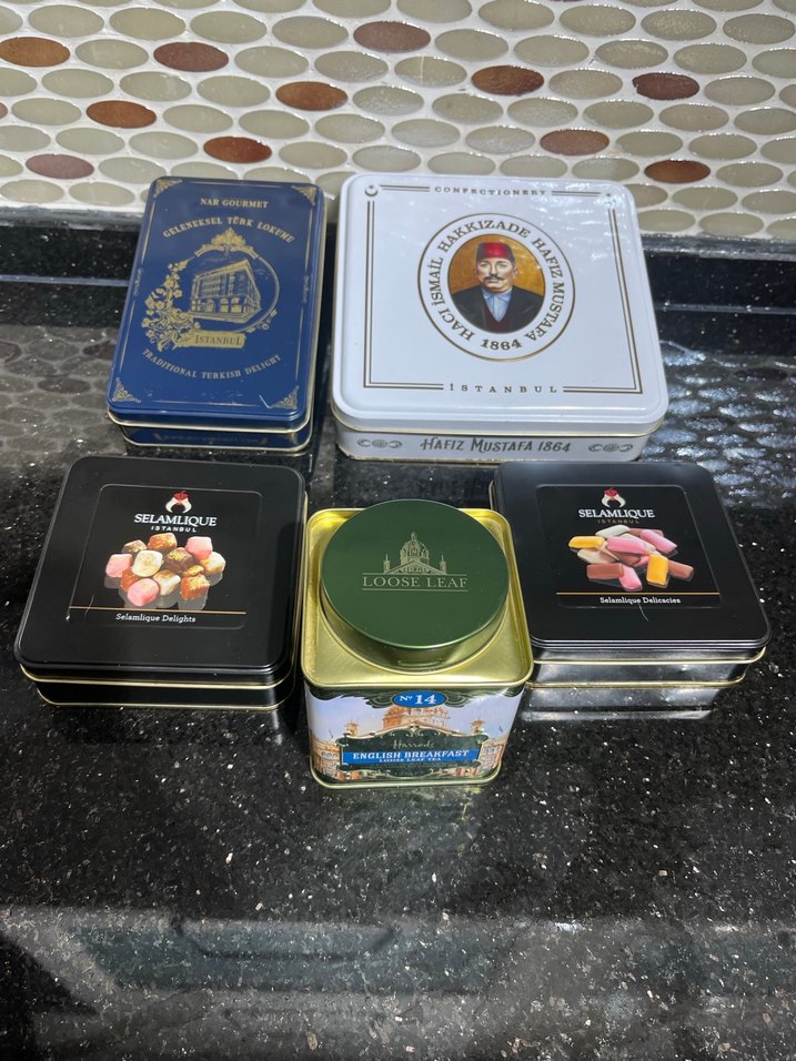 Khaki Renkli Metal İngiliz metal çay  Kutu - Görsel 3