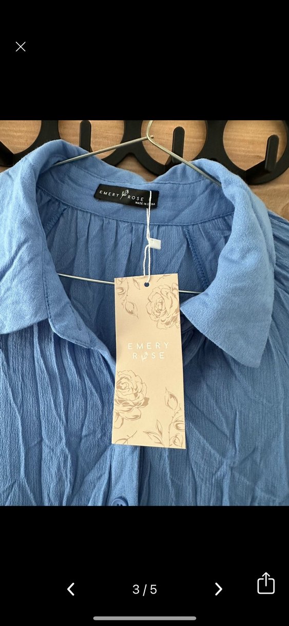 Mavi Uzun Kollu Pliseli Keten Elbise - Görsel 3