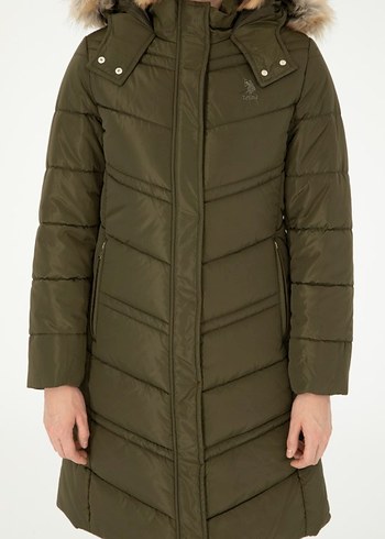 Uspa Polo Kürk Detaylı Uzun Kadın Kaban - Görsel 2