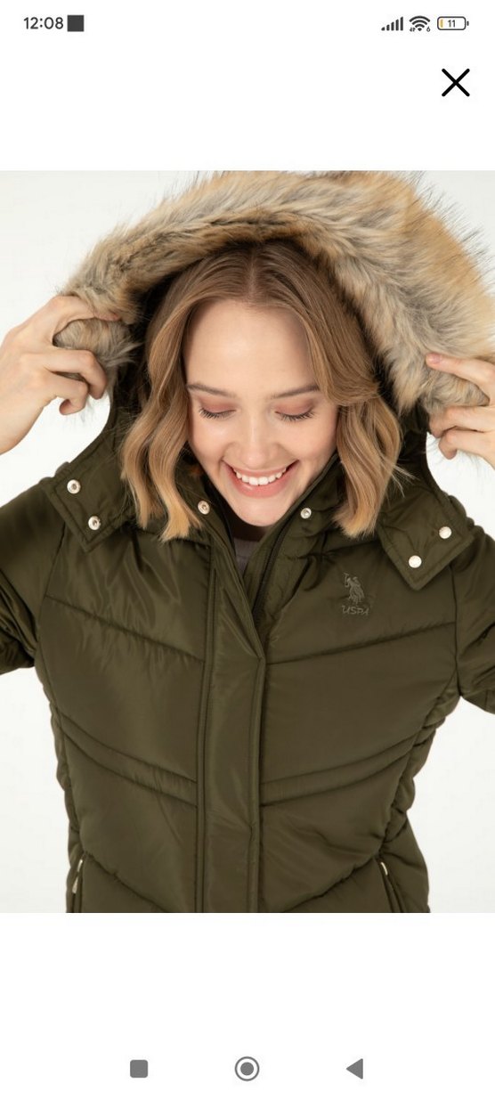 Uspa Polo Kürk Detaylı Uzun Kadın Kaban - Görsel 4