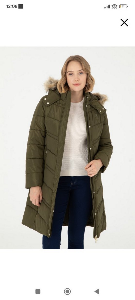 Uspa Polo Kürk Detaylı Uzun Kadın Kaban - Görsel 5