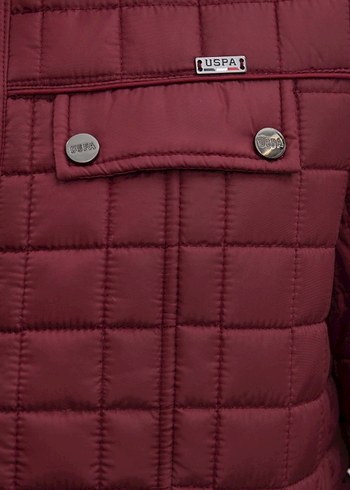 Bordo Düğmeli Kısa Erkek Mont - Görsel 6