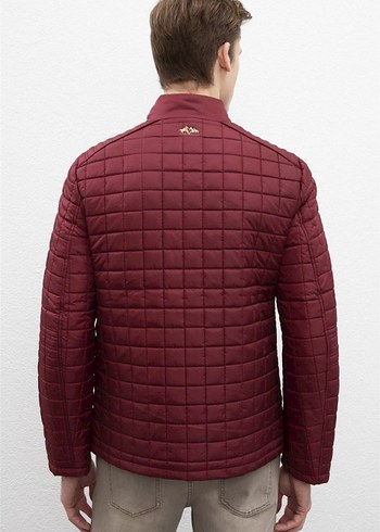 Bordo Düğmeli Kısa Erkek Mont - Görsel 3