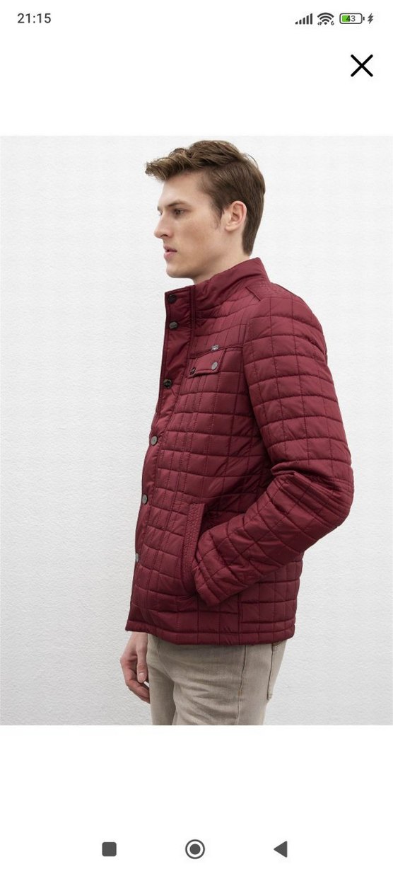 Bordo Düğmeli Kısa Erkek Mont - Görsel 4