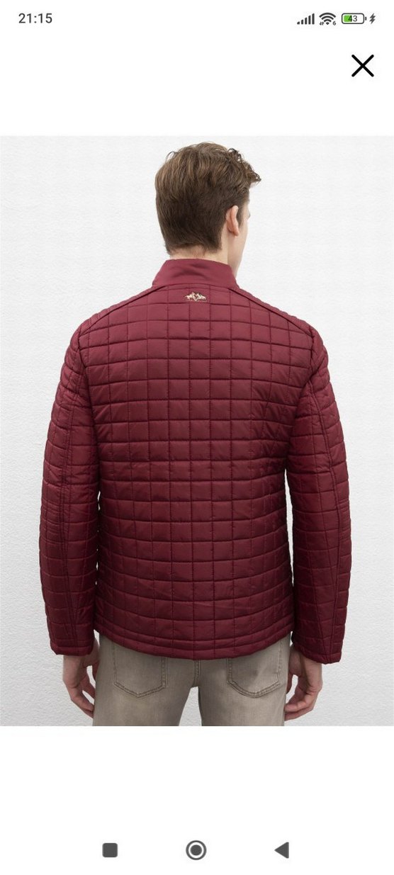 Bordo Düğmeli Kısa Erkek Mont - Görsel 3