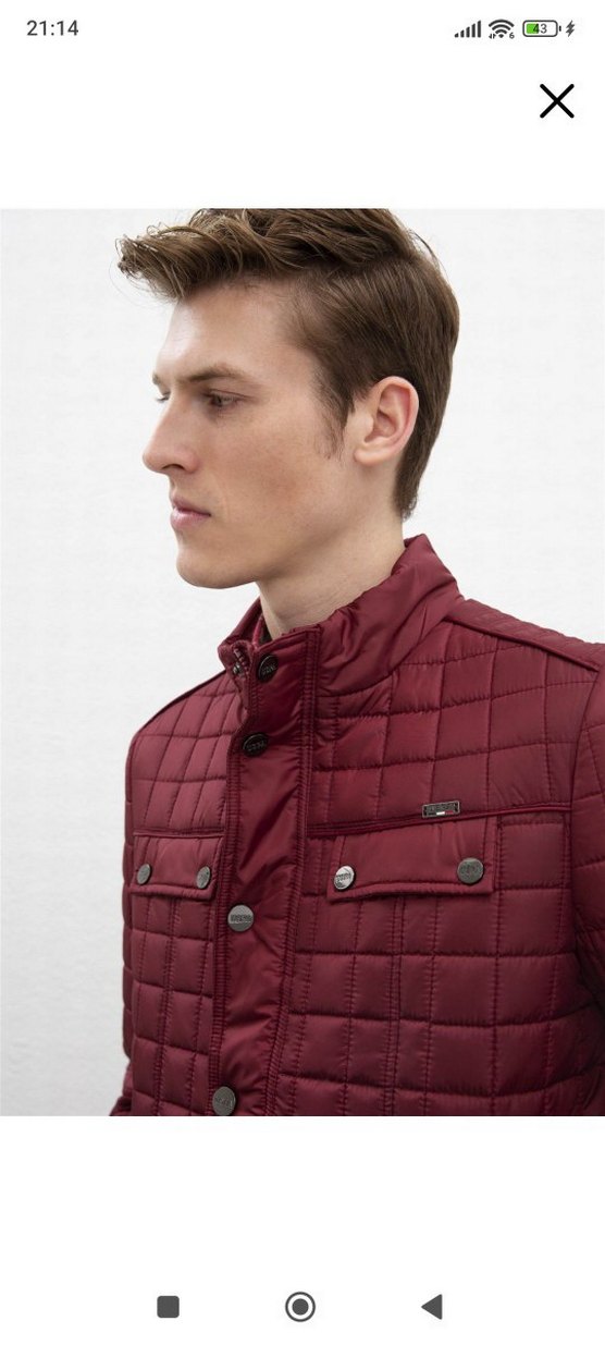 Bordo Düğmeli Kısa Erkek Mont - Görsel 5