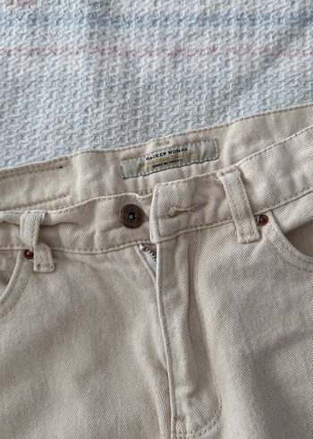 29 Beden çeşitli Renk Bej Midi Kadın Kot Pantolon (Mom Jean)