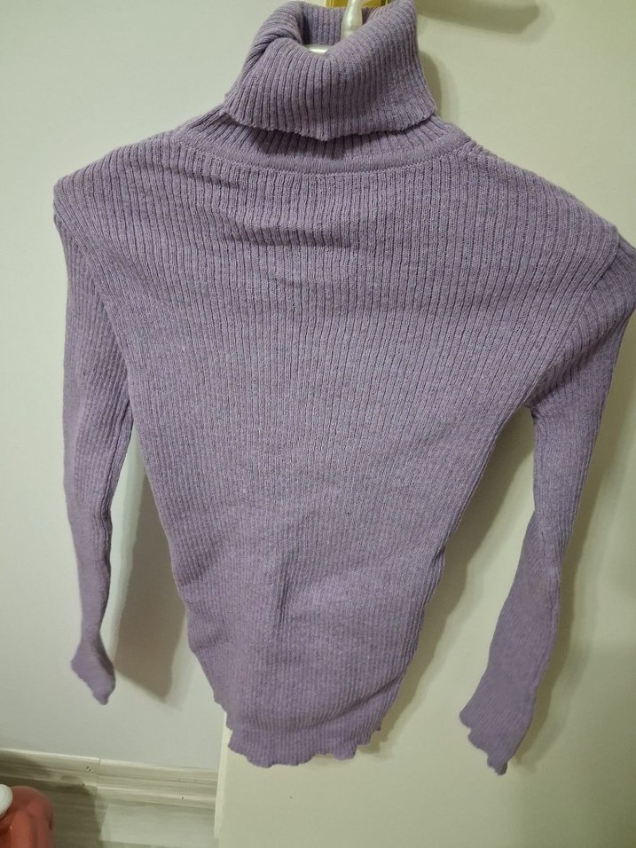 Mor Balıkçı Yaka Kadın Triko Kazak - Görsel 2