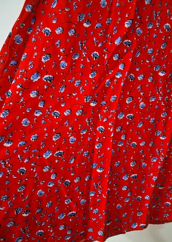 Kırmızı Bohem Salaş Midi Etek - Görsel 2