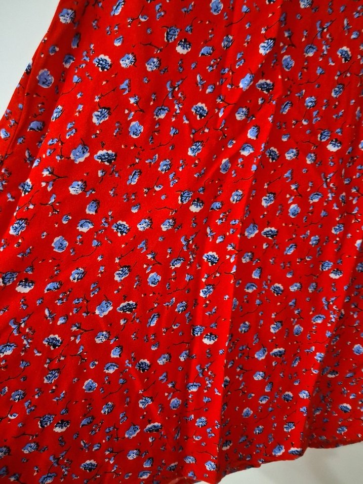 Kırmızı Bohem Salaş Midi Etek - Görsel 2
