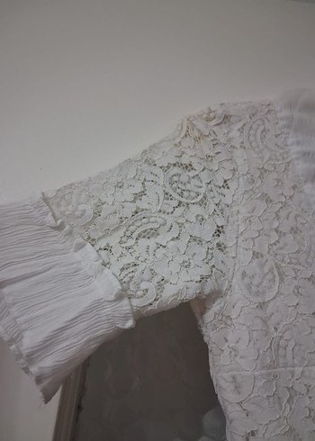 Vintage Mini Beyaz Dantel elbise - Görsel 3