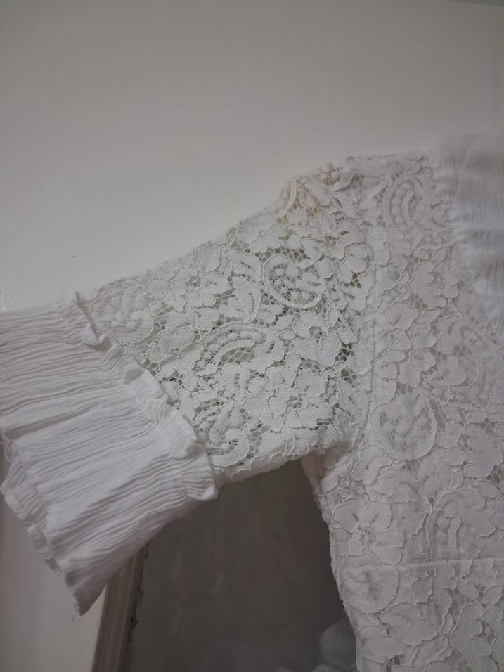 Vintage Mini Beyaz Dantel elbise - Görsel 3