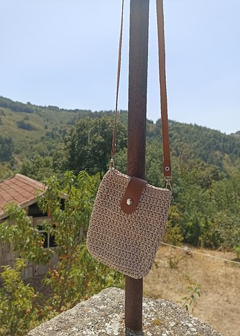 Bej Örgü Kadın Çapraz Çanta - Görsel 3