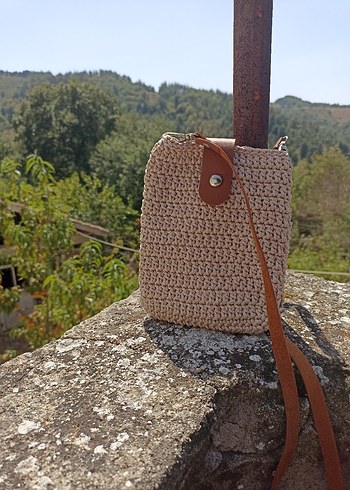 Bej Örgü Kadın Çapraz Çanta - Görsel 2