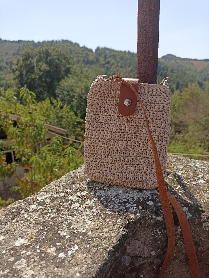 Bej Örgü Kadın Çapraz Çanta - Görsel 2