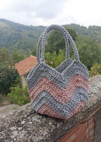 gri pembe lale model çanta - Görsel 2