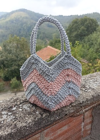 gri pembe lale model çanta - Görsel 3