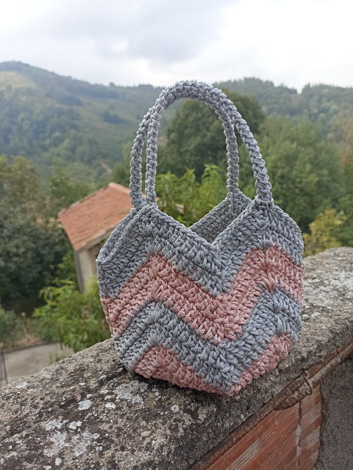 gri pembe lale model çanta - Görsel 2