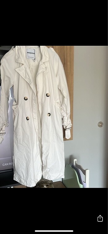 s Beden beyaz Renk Bershka trench kot
