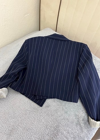 m Beden Düğmeli Midi Lacivert Kadın Blazer Ceket