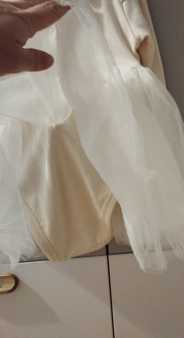 Beyaz Pamuklu Kız Çocuk Elbise - Görsel 3