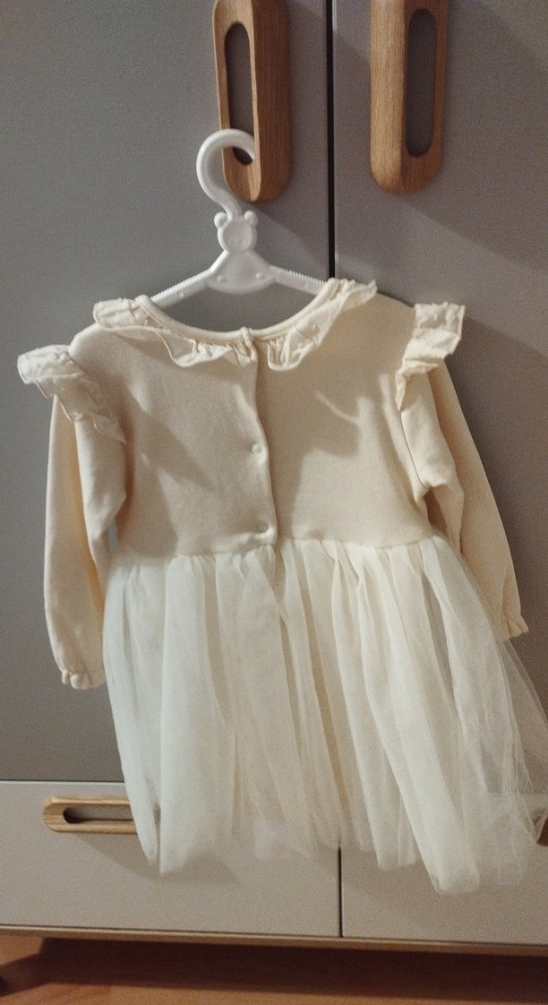 Beyaz Pamuklu Kız Çocuk Elbise - Görsel 2