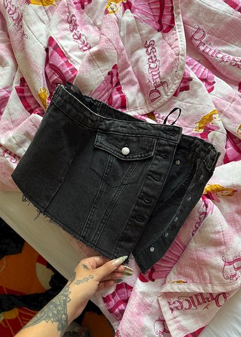 s Beden Siyah kot denim korse büstiyer