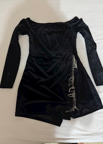 s Beden Taşlı kadife kayık yaka tulum elbise gotik