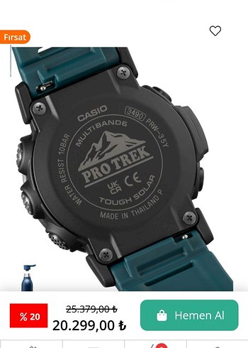 Casio Pro Trek Turkuaz Erkek Saat