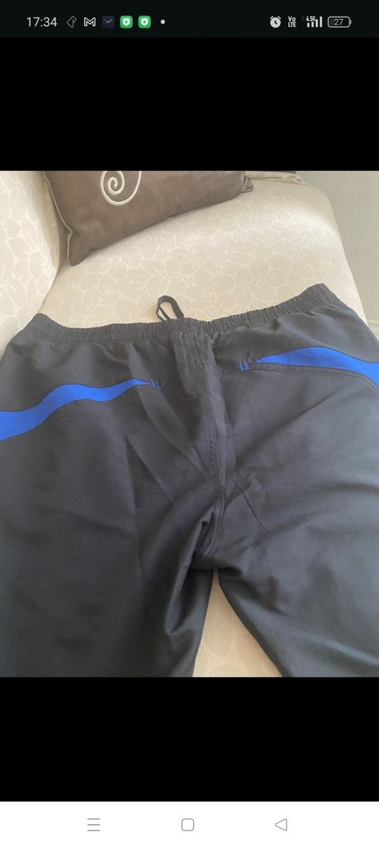 Erkek Mavi Rahat Kesim Fermuarlı Şort - Görsel 4