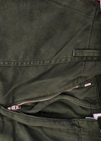 Kadın Haki Kamuflaj Kemerli Bol Kesim Pantolon - Görsel 3