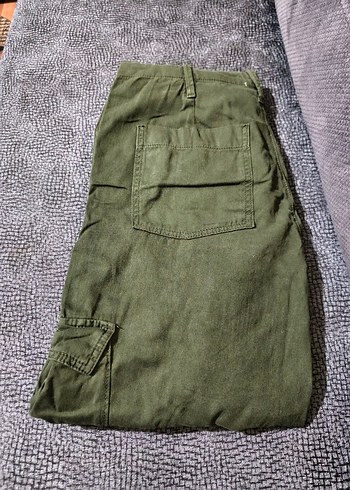 Kadın Haki Kamuflaj Kemerli Bol Kesim Pantolon - Görsel 2