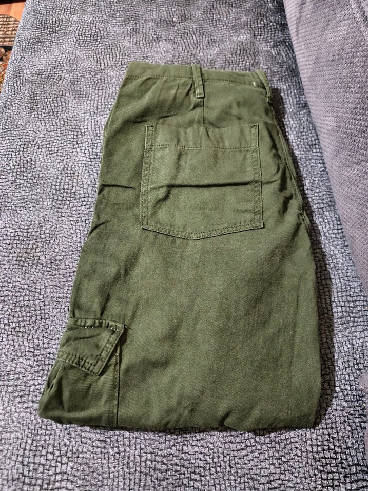 Kadın Haki Kamuflaj Kemerli Bol Kesim Pantolon - Görsel 2