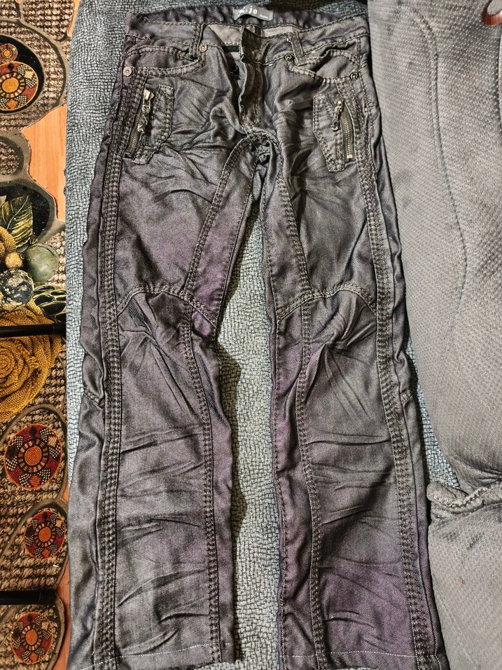 Gri Fermuarlı Dar Kesim Denim Pantolon - Görsel 2