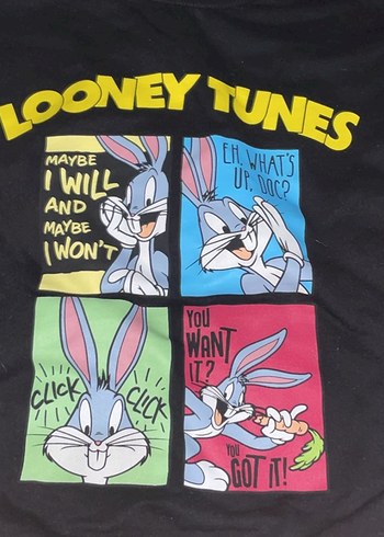Kadin Looney Tunes Baskılı Boğazlı Tişört