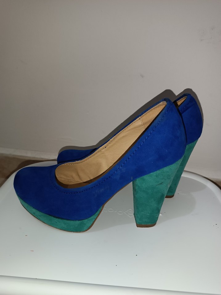Mavi Süet Kadın Klasik Topuklu Ayakkabı - Görsel 2