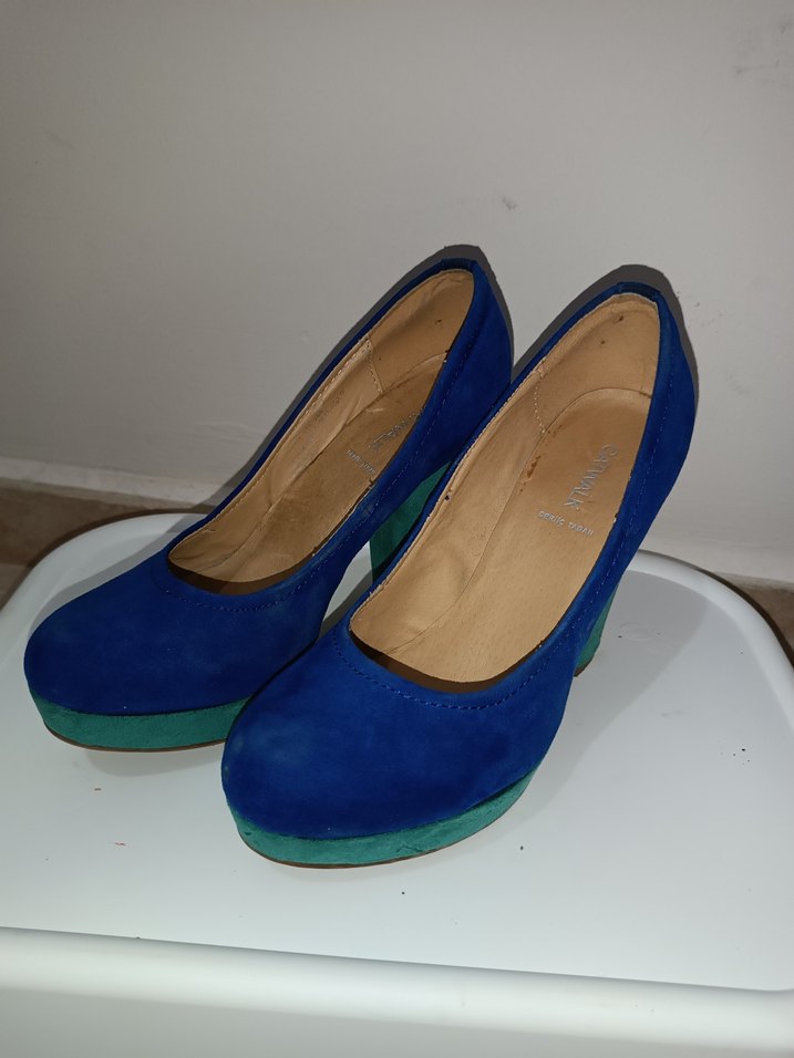 Mavi Süet Kadın Klasik Topuklu Ayakkabı - Görsel 4